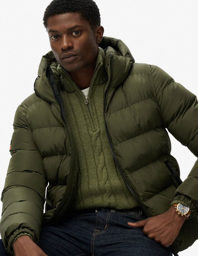 Plumas Superdry con Capucha Sports Verde Hombre