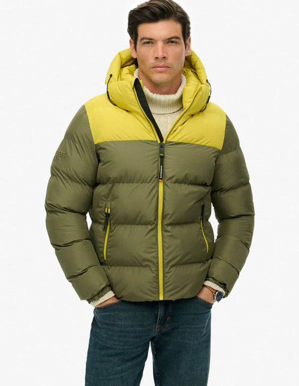 Plumas Superdry con Capucha Verde y Amarillo Hombre