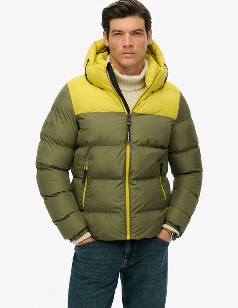 Plumas Superdry con Capucha Verde y Amarillo Hombre