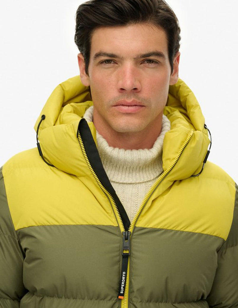 Plumas Superdry con Capucha Verde y Amarillo Hombre