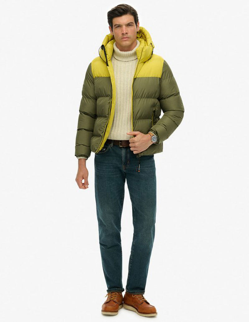 Plumas Superdry con Capucha Verde y Amarillo Hombre