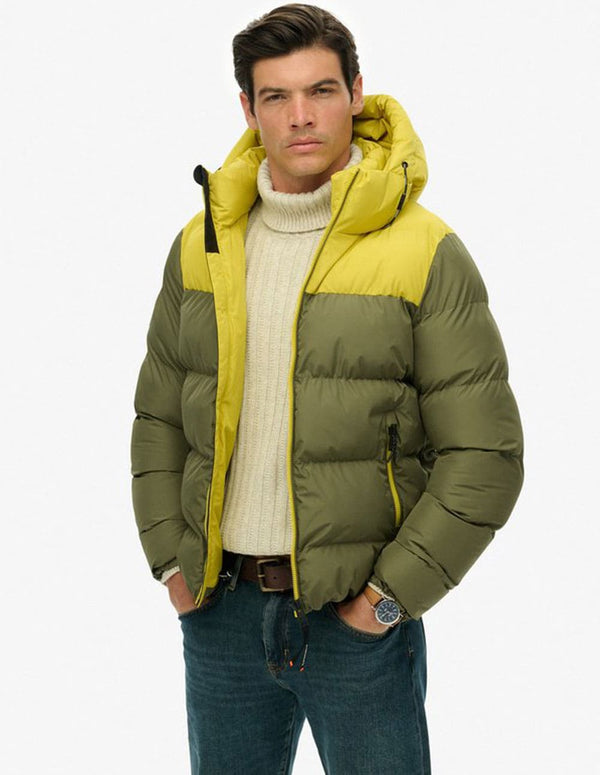 Plumas Superdry con Capucha Verde y Amarillo Hombre