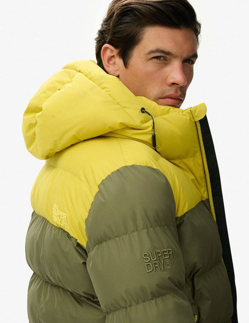 Plumas Superdry con Capucha Verde y Amarillo Hombre