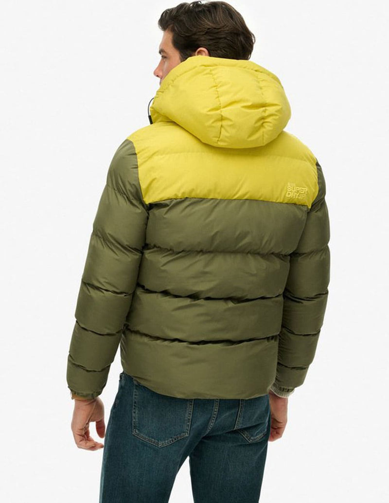 Plumas Superdry con Capucha Verde y Amarillo Hombre