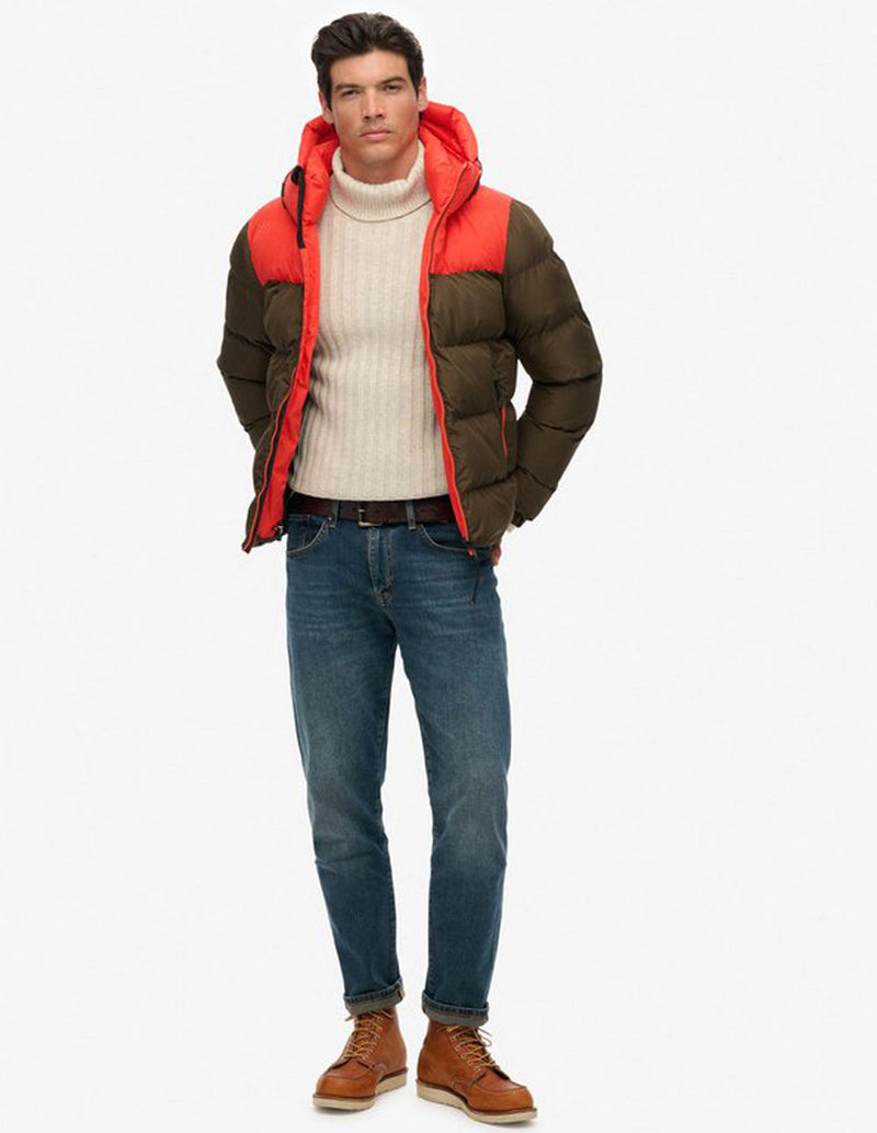 Plumas Superdry con Capucha Marrón y Naranja Hombre
