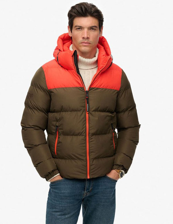 Plumas Superdry con Capucha Marrón y Naranja Hombre
