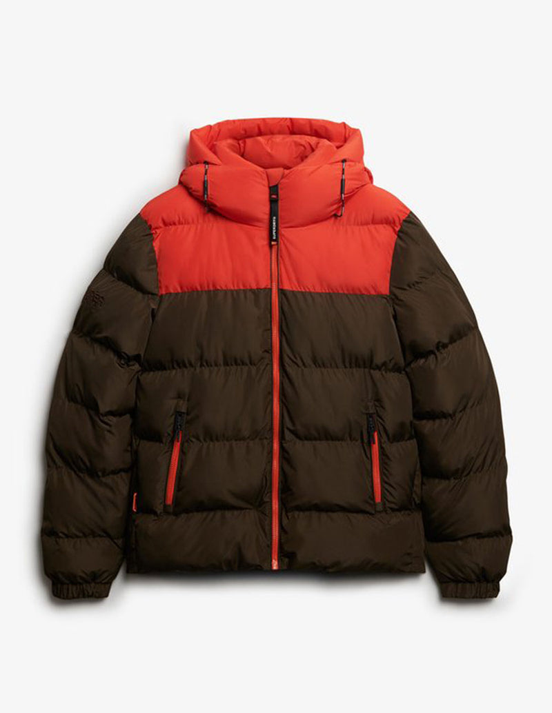 Plumas Superdry con Capucha Marrón y Naranja Hombre