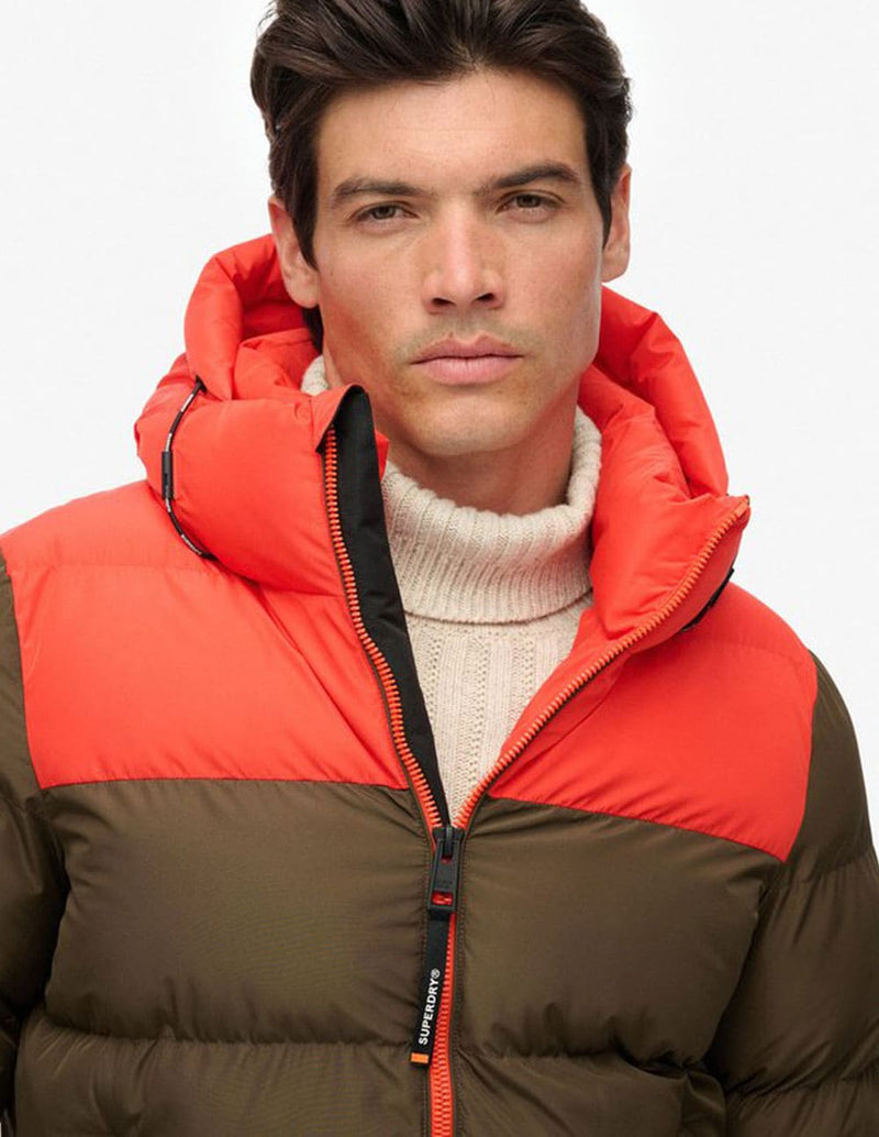 Plumas Superdry con Capucha Marrón y Naranja Hombre