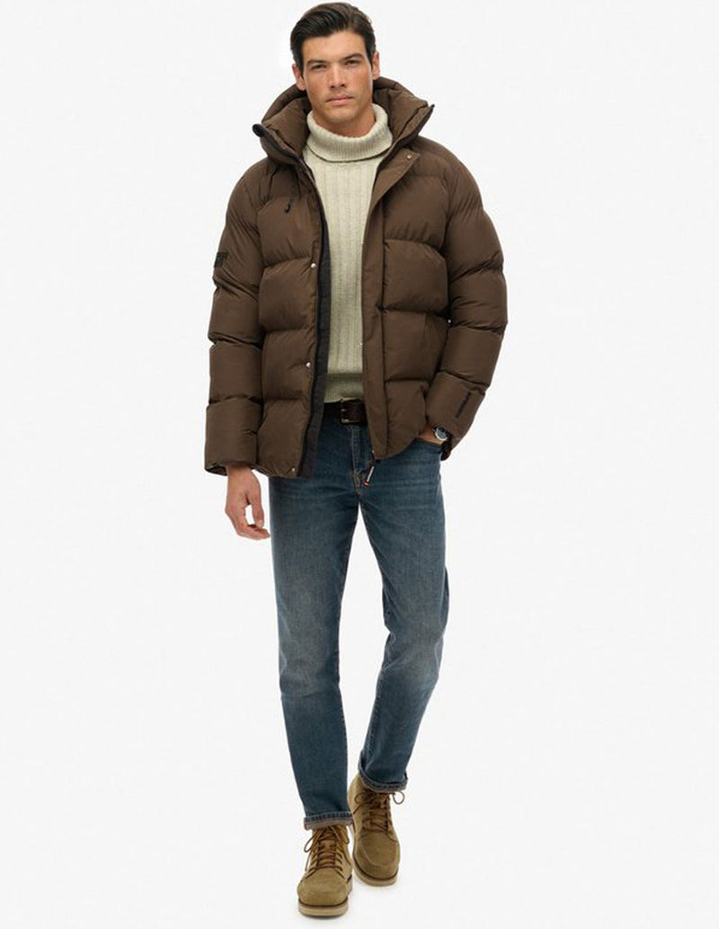 Plumas Superdry con Capucha Marrón Hombre