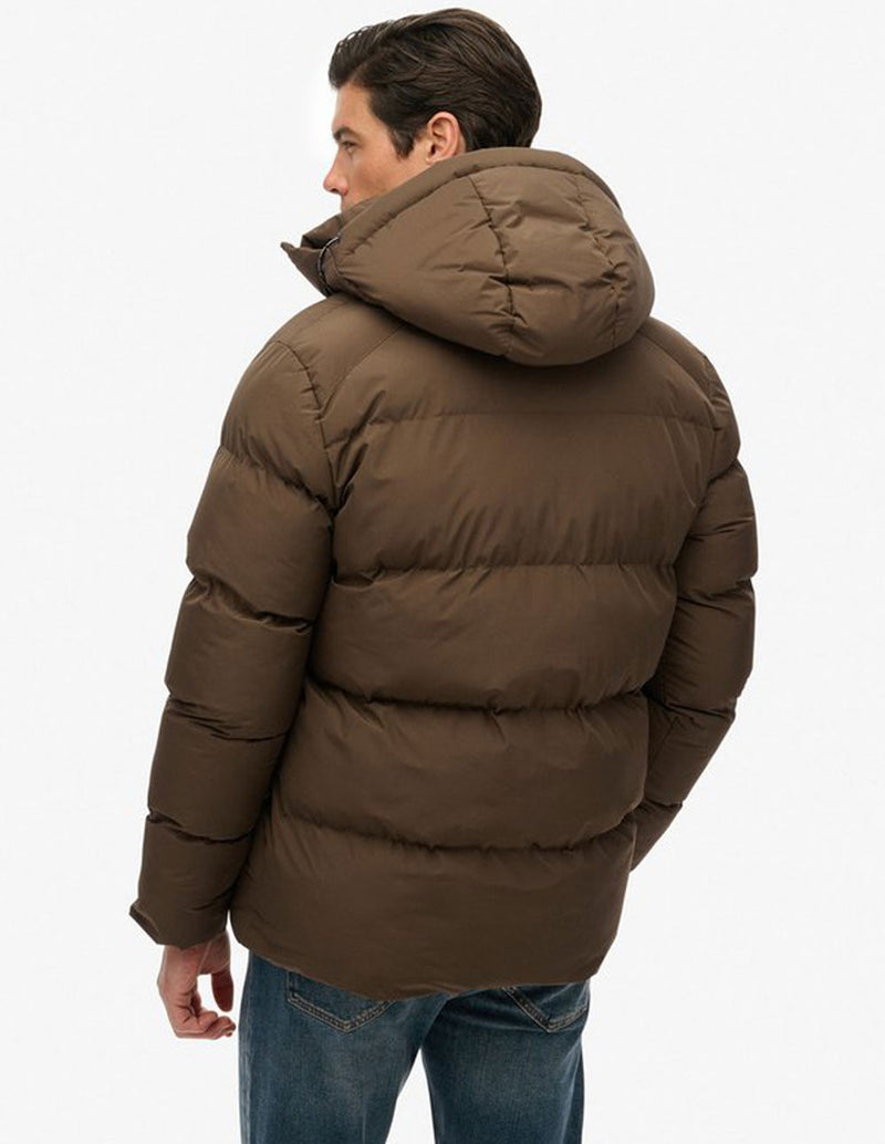Plumas Superdry con Capucha Marrón Hombre