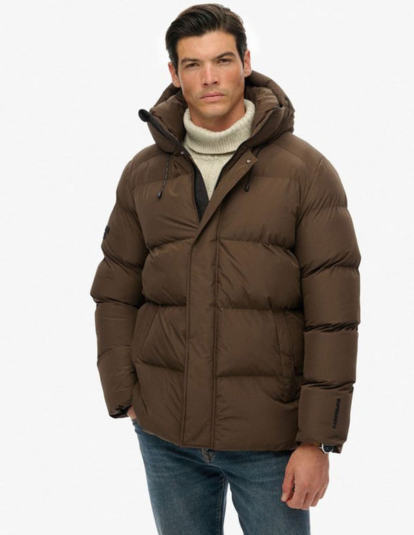 Plumas Superdry con Capucha Marrón Hombre
