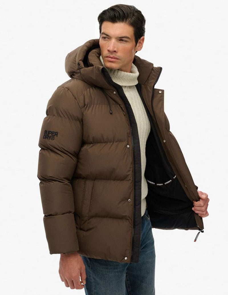 Plumas Superdry con Capucha Marrón Hombre
