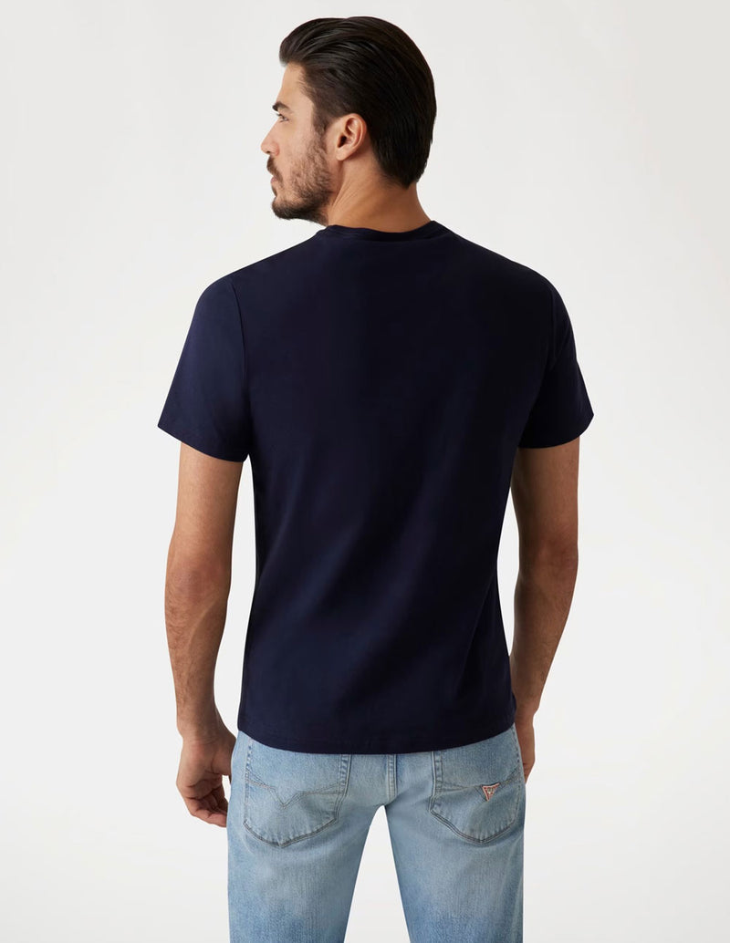 Camiseta GUESS con Logo Triángulo Azul Marino Hombre