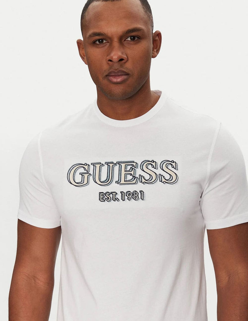 Camiseta GUESS con Logo Blanca Hombre