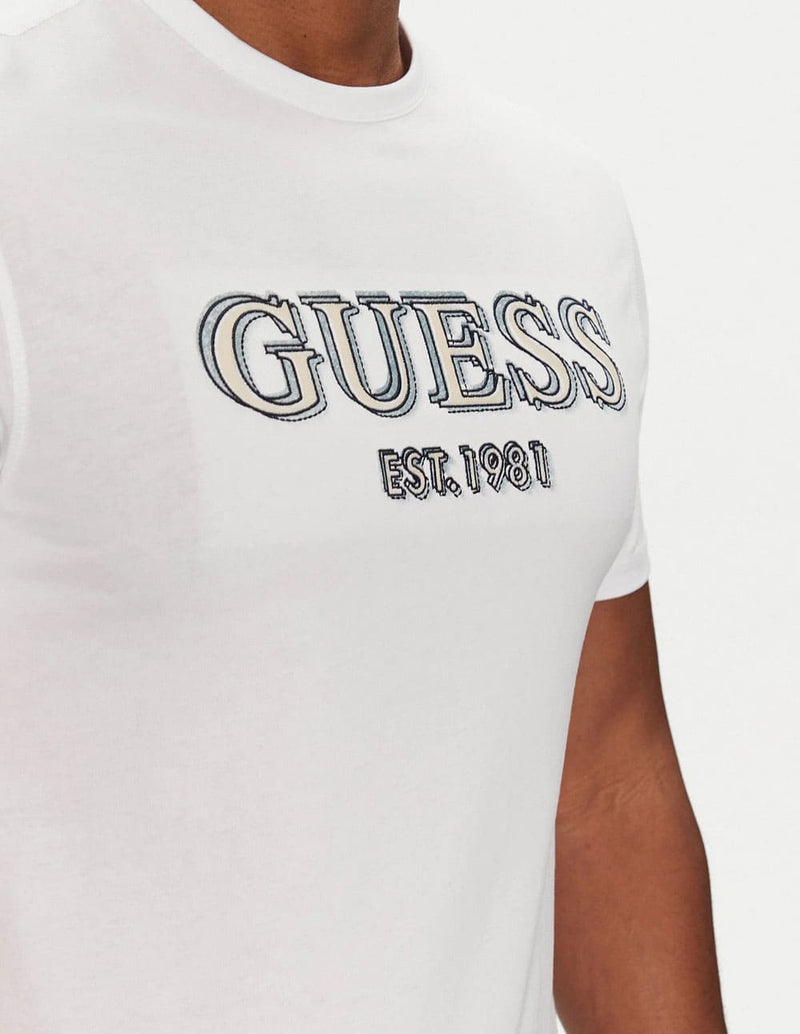 Camiseta GUESS con Logo Blanca Hombre