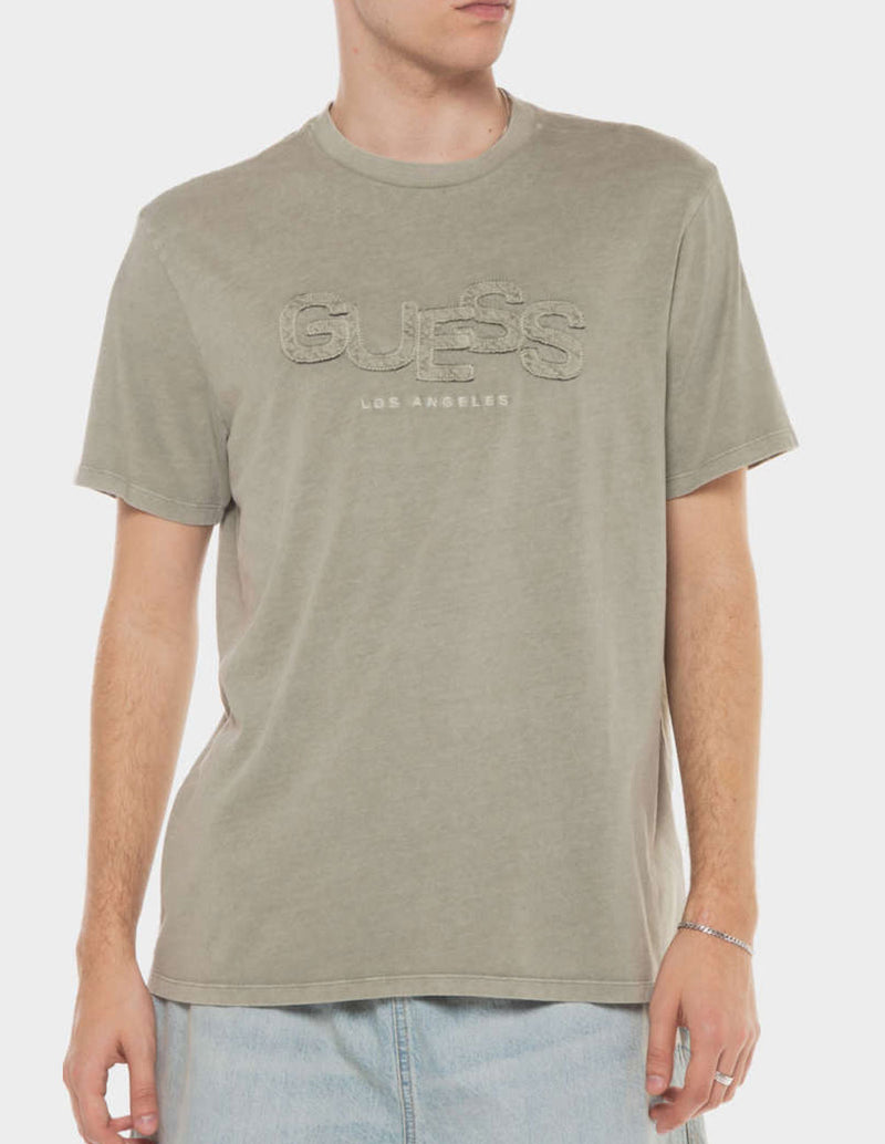 Camiseta GUESS con Logo Bordado Verde Hombre