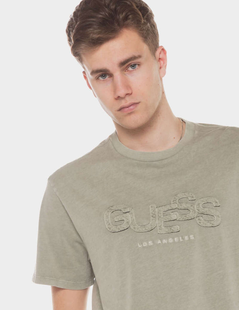 Camiseta GUESS con Logo Bordado Verde Hombre