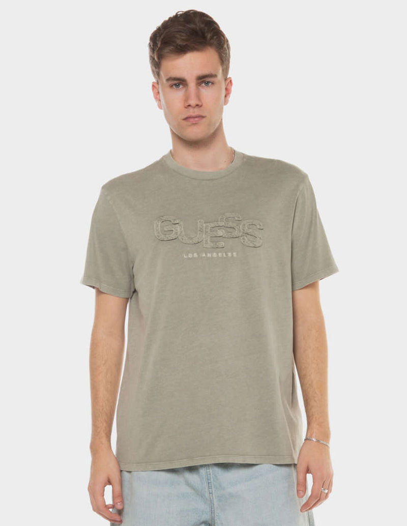 Camiseta GUESS con Logo Bordado Verde Hombre