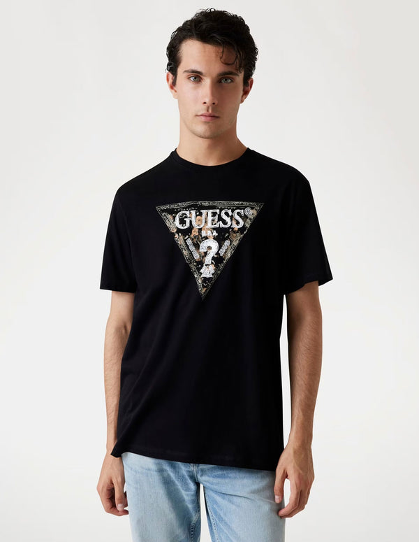 Camiseta GUESS con Logo Triángulo Negra Hombre