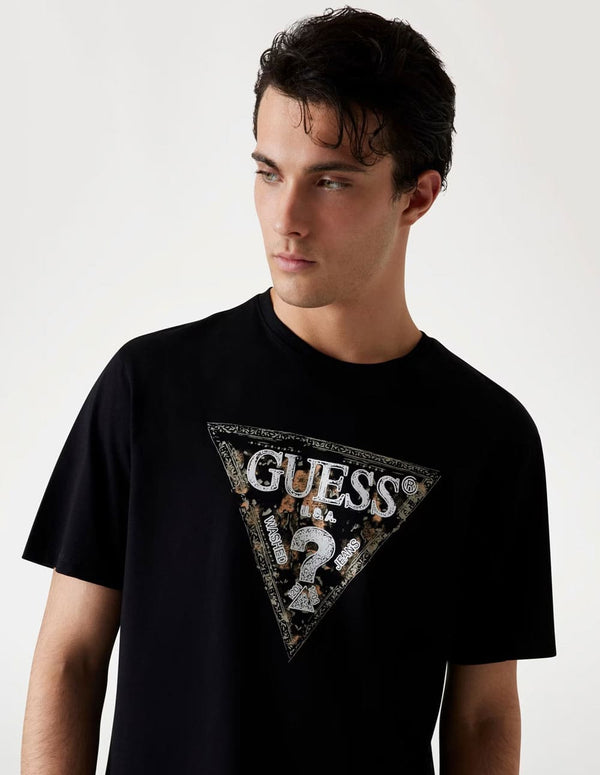Camiseta GUESS con Logo Triángulo Negra Hombre