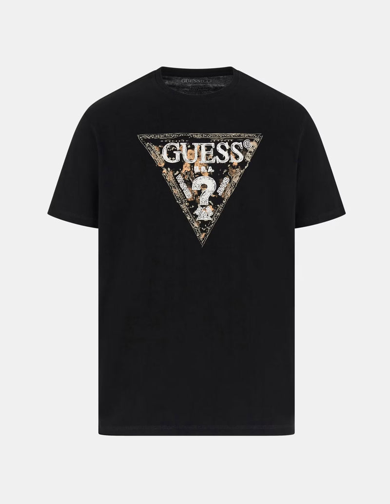 Camiseta GUESS con Logo Triángulo Negra Hombre