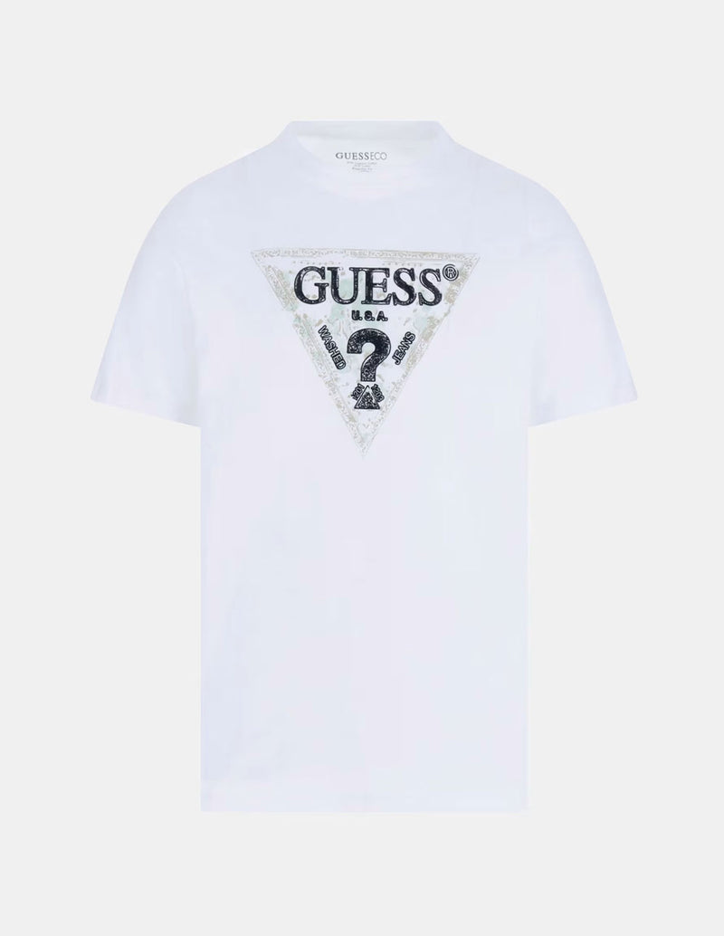 Camiseta GUESS con Logo Triángulo Blanca Hombre