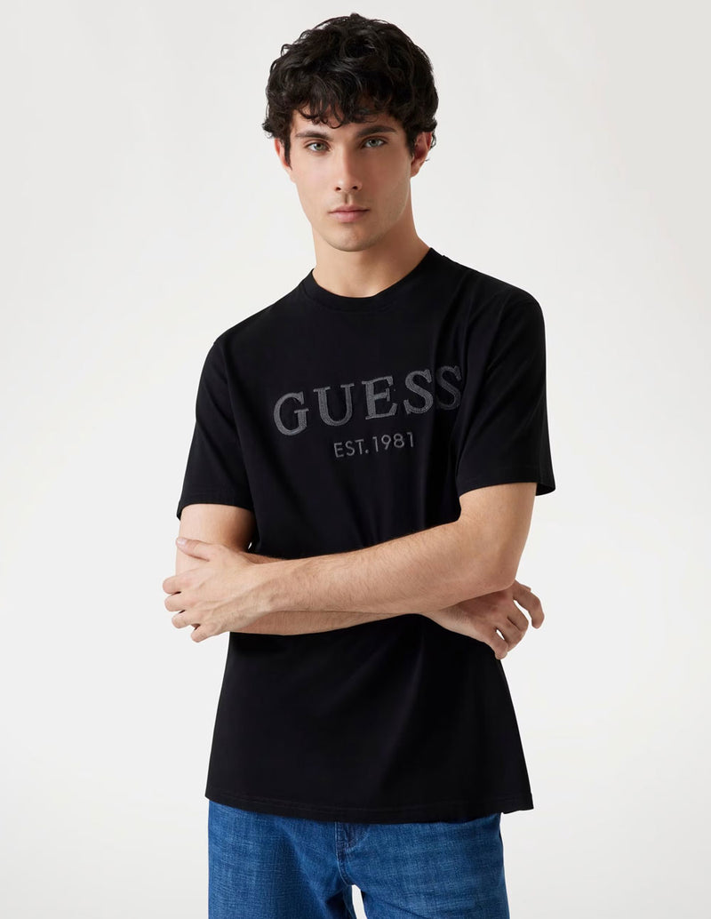 Camiseta GUESS con Logo Negra Hombre