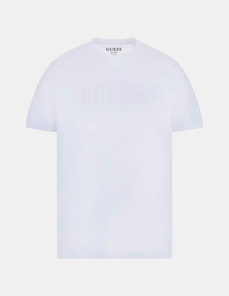 Camiseta GUESS con Logo en Relieve Blanca Hombre