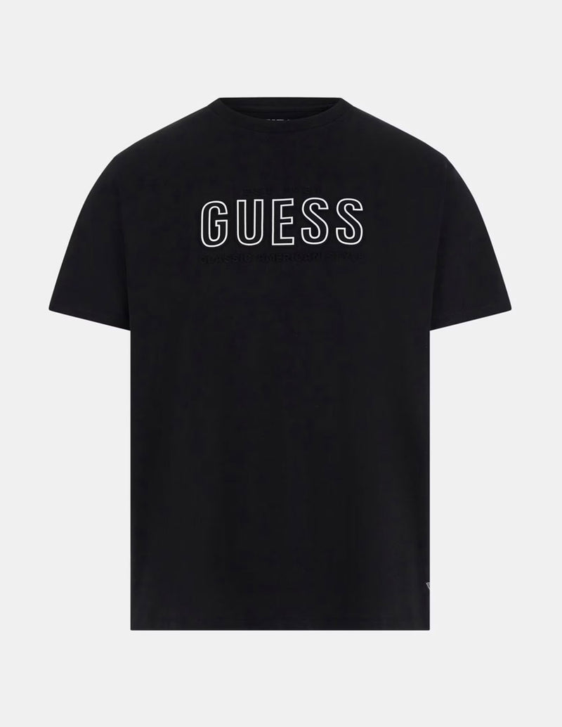 Camiseta GUESS con Logo en Relieve Negra Hombre