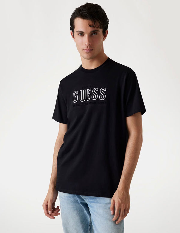 Camiseta GUESS con Logo en Relieve Negra Hombre