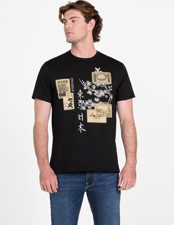 Camiseta GUESS Eco Japanes Stamps Negra Hombre