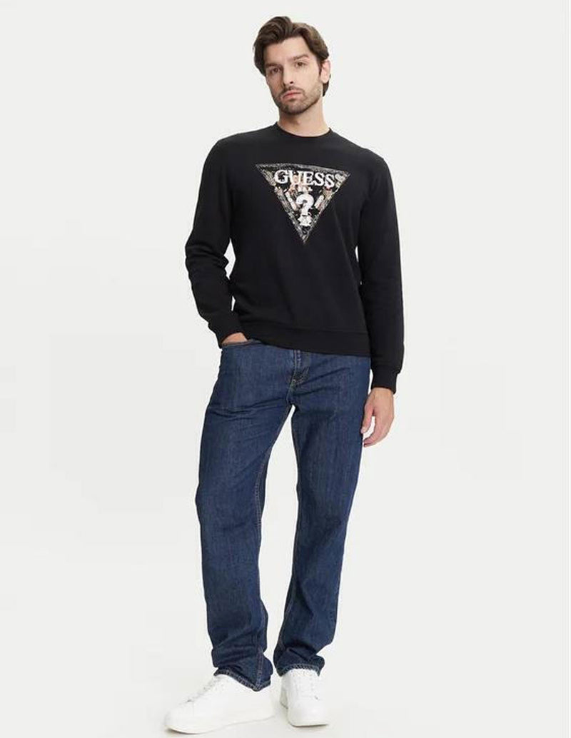 Sudadera GUESS con Logo Triángulo Negra Hombre
