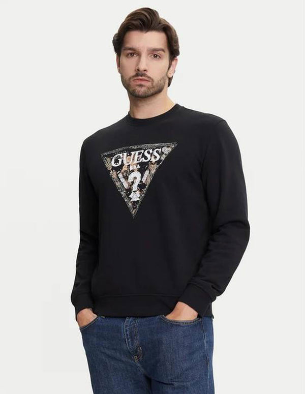 Sudadera GUESS con Logo Triángulo Negra Hombre
