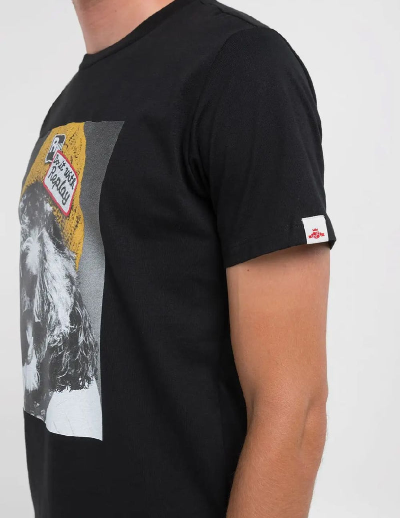 Camiseta Replay con Estampado Negra Hombre