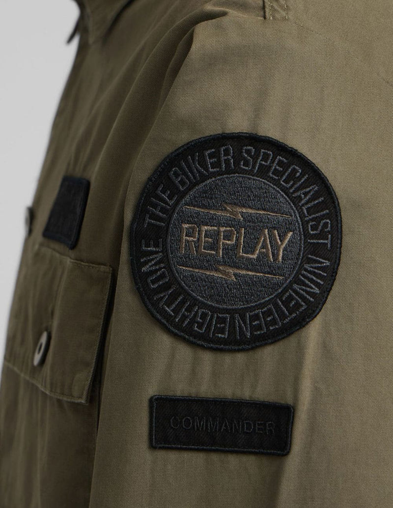 Chaqueta Replay Regular Fit con Parches Marrón Hombre