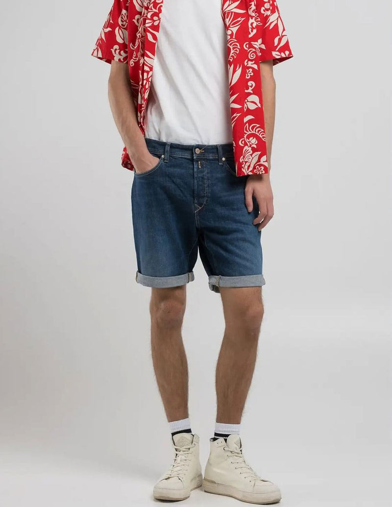 Pantalón Vaquero Corto Replay Tapered Fit Azul Hombre