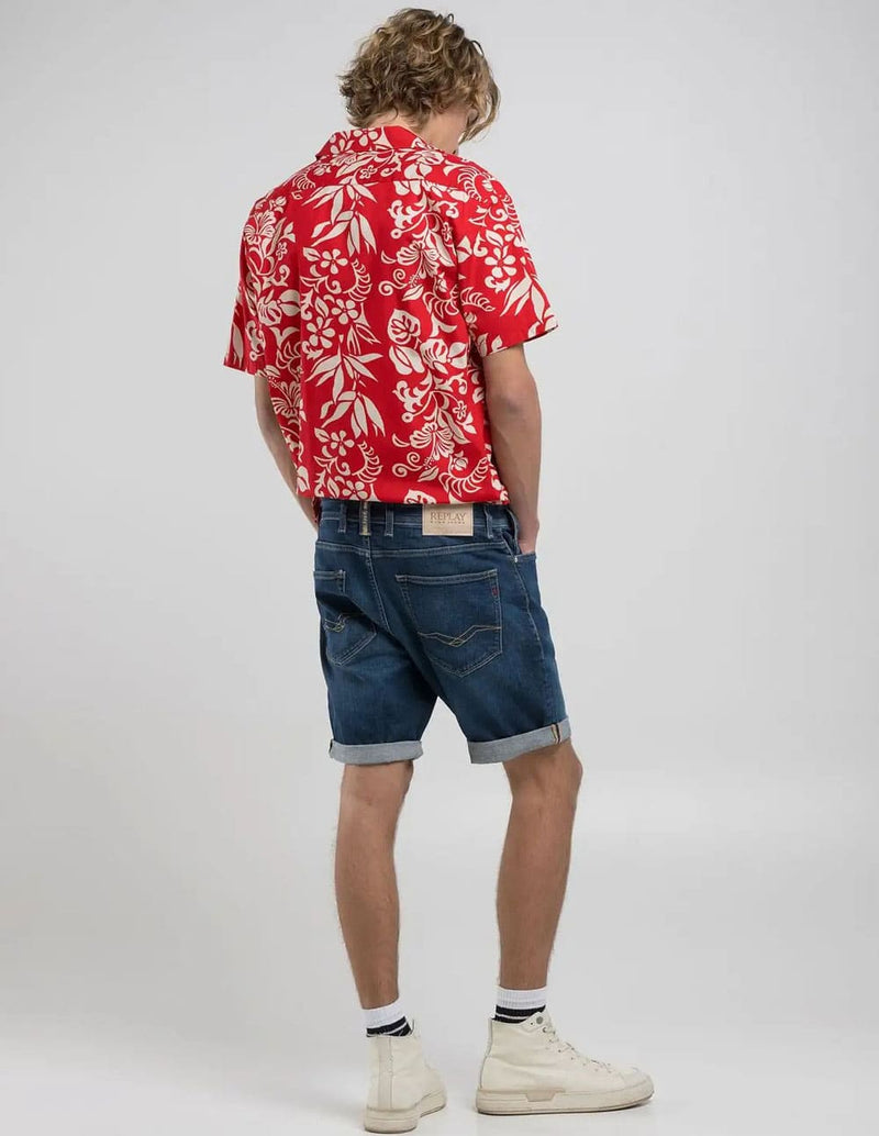 Pantalón Vaquero Corto Replay Tapered Fit Azul Hombre