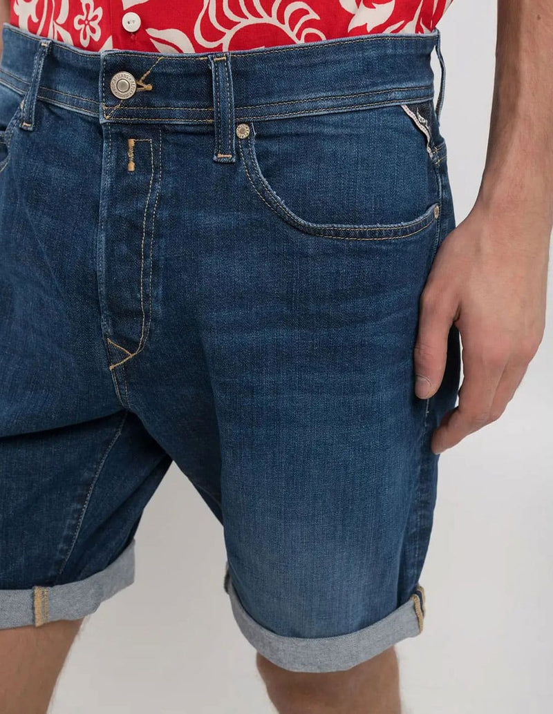 Pantalón Vaquero Corto Replay Tapered Fit Azul Hombre