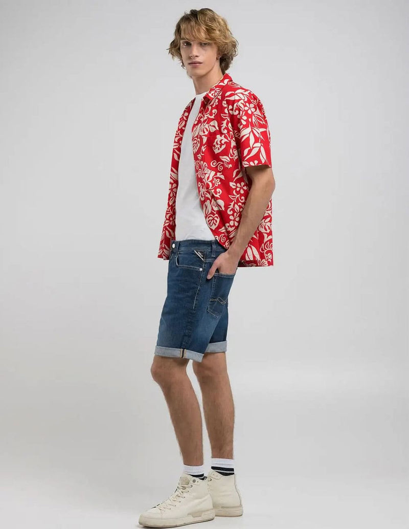 Pantalón Vaquero Corto Replay Tapered Fit Azul Hombre