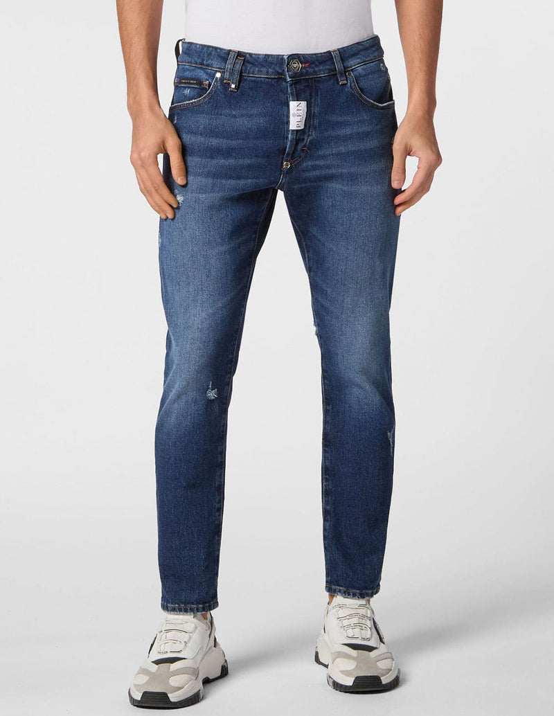 Pantalón Vaquero Philipp Plein con Logo Azul Hombre