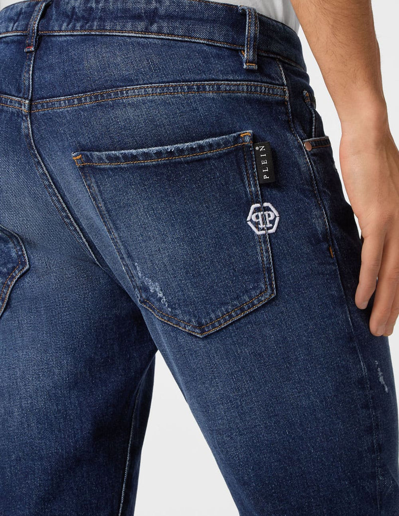 Pantalón Vaquero Philipp Plein con Logo Azul Hombre