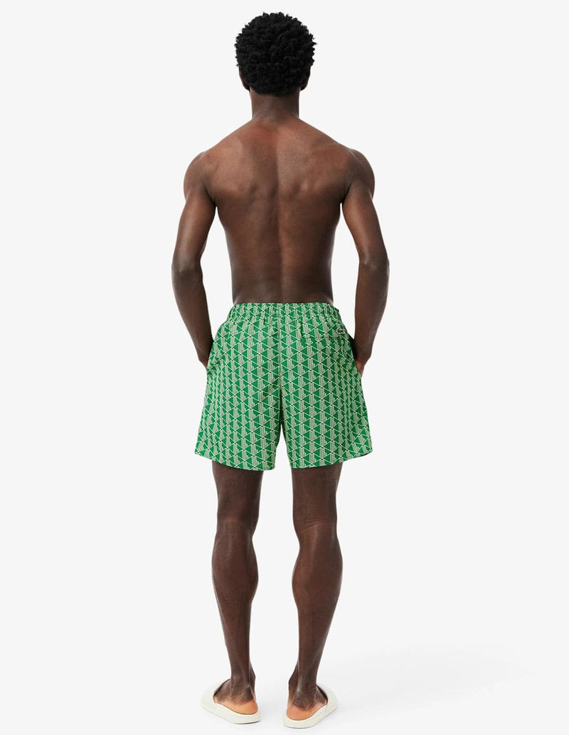 Bañador Lacoste con Logo Monogram Verde Hombre