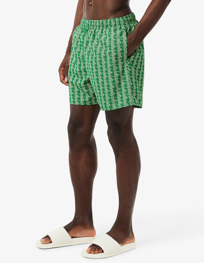 Bañador Lacoste con Logo Monogram Verde Hombre