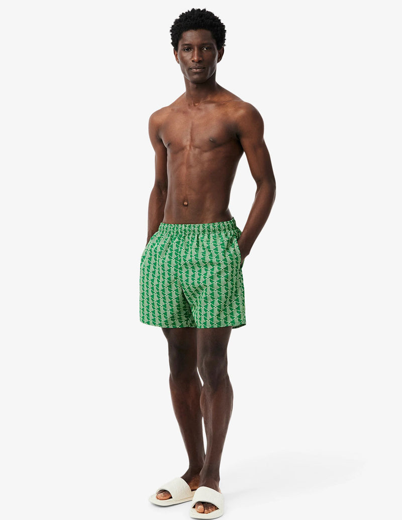 Bañador Lacoste con Logo Monogram Verde Hombre