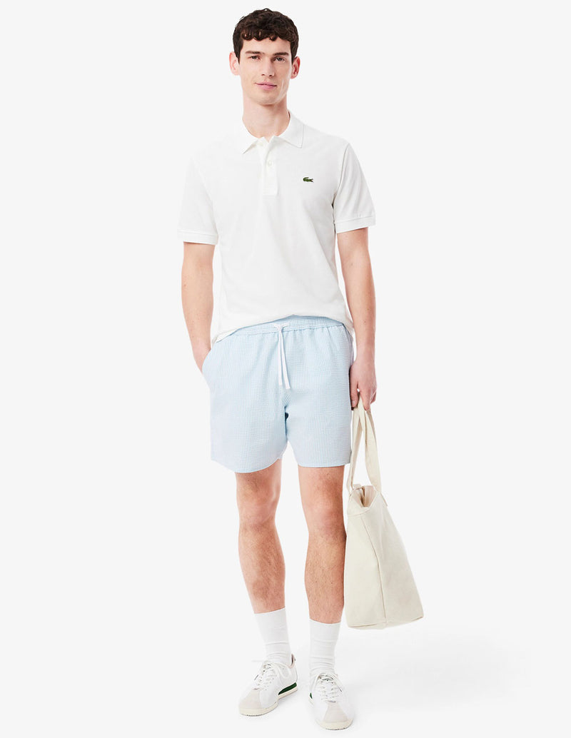 Bañador Lacoste Texturizado de Rayas Azul Hombre