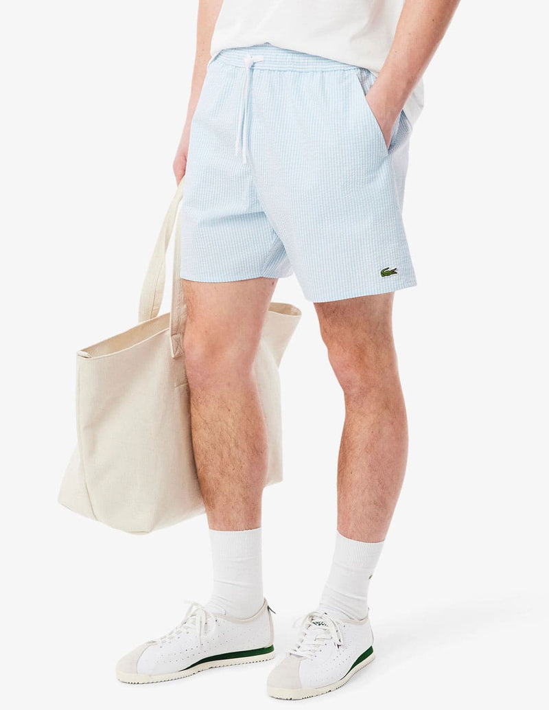 Bañador Lacoste Texturizado de Rayas Azul Hombre