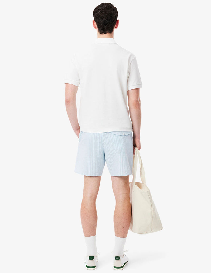 Bañador Lacoste Texturizado de Rayas Azul Hombre