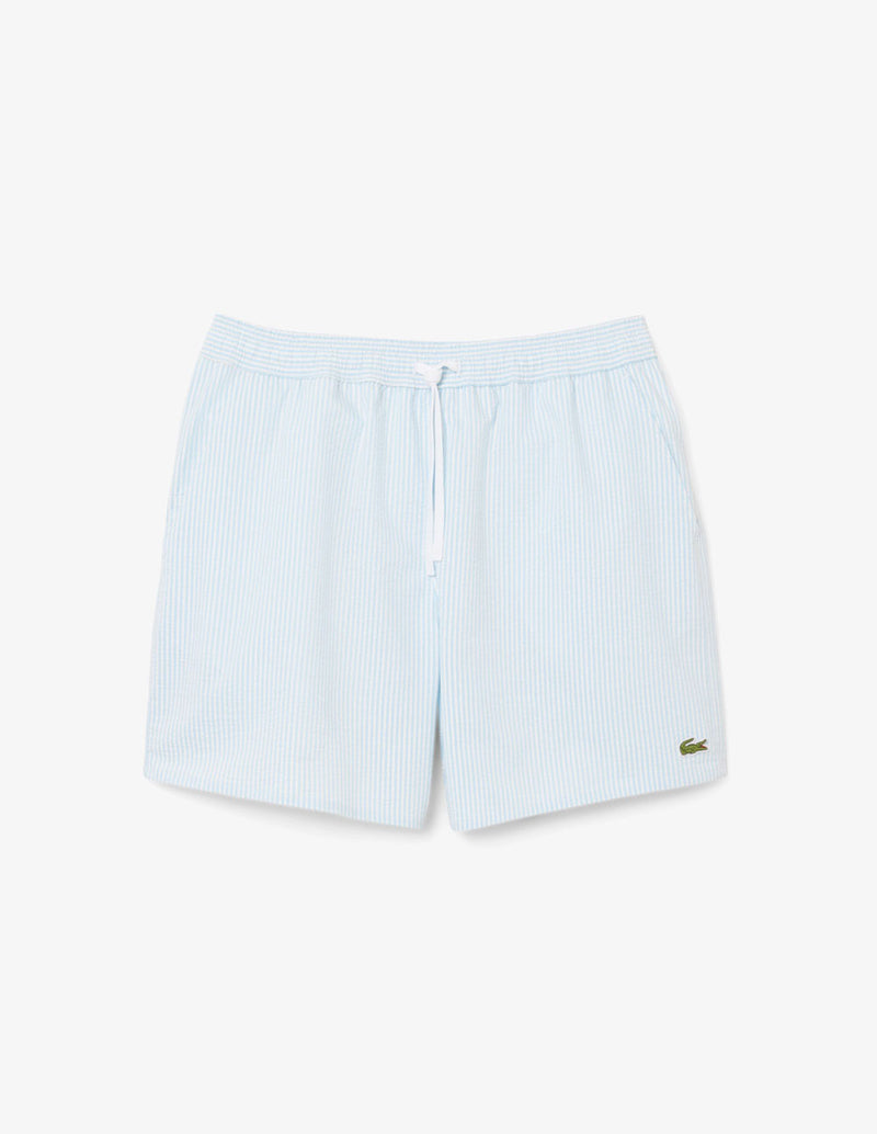 Bañador Lacoste Texturizado de Rayas Azul Hombre