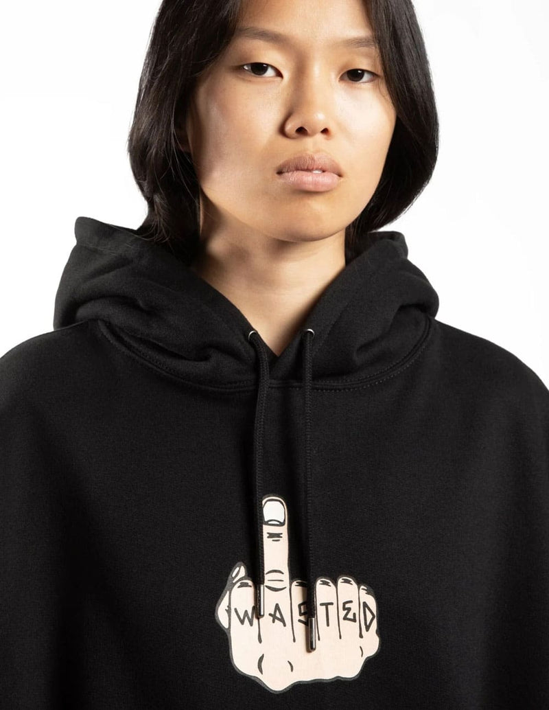 Sudadera con Capucha WASTED con Estampado Negra Unisex