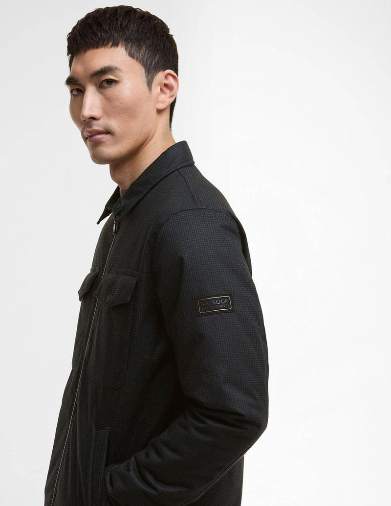 Chaqueta Barbour Check Distill Quilted Negra Hombre